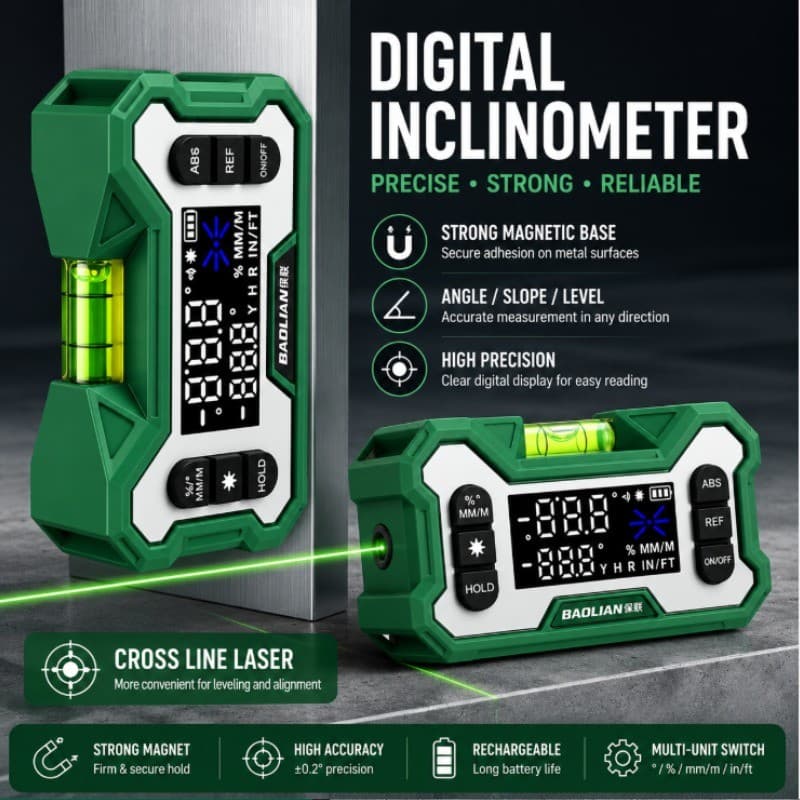 Localizador De Ângulo Digital Magnético , Inclinômetro De Nível A Laser , Ferramenta De Medição De Inclinação De Bolha P