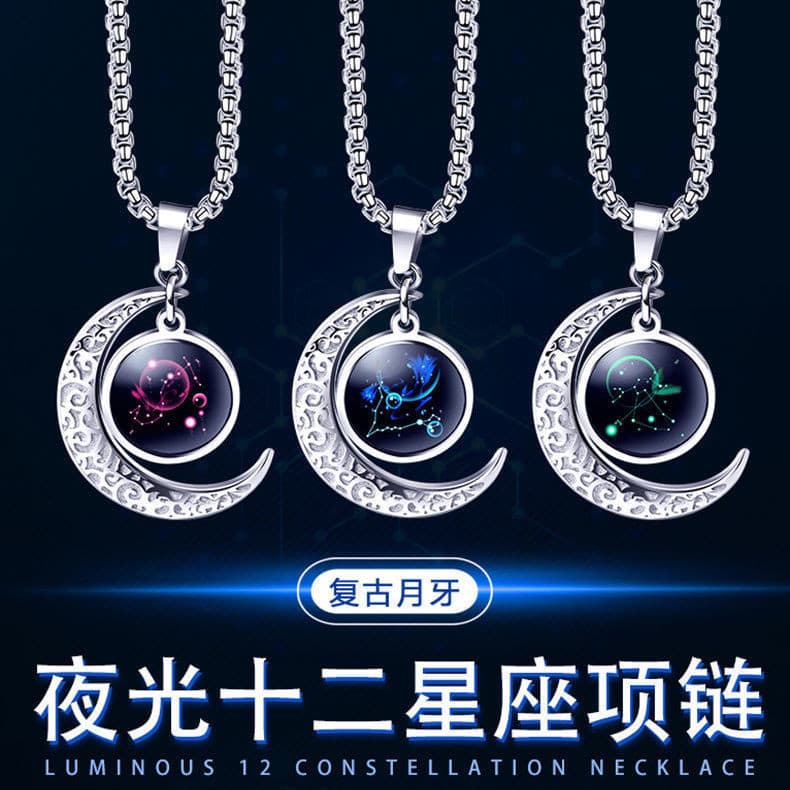 Colar luminoso de doze constelações colar masculino feminino versão coreana na moda legal exclusivo pingente colar casal