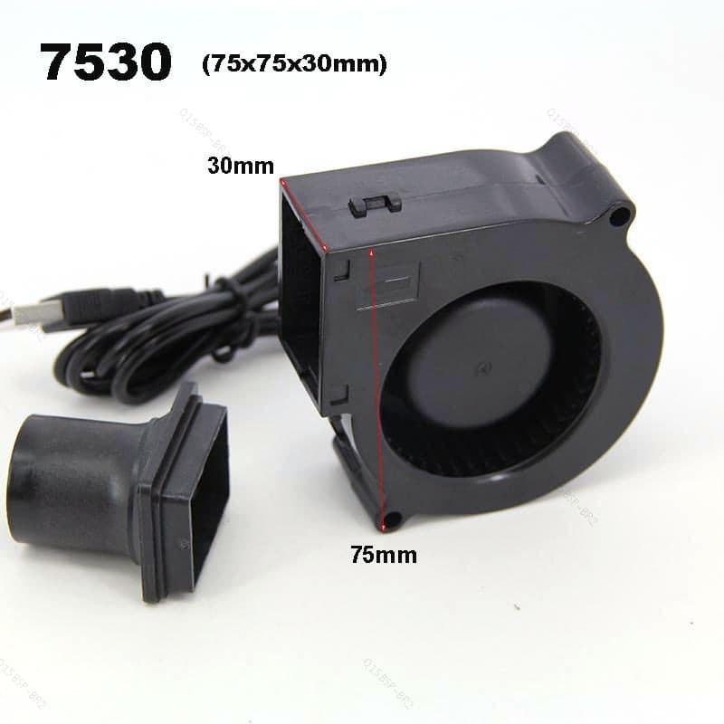 Poderoso 75mm 7530 Ventilador Turbo De Refrigeração 2w 0.4a DC 5V Cabo USB Para Churrasco Fogões A Lenha BR15B2