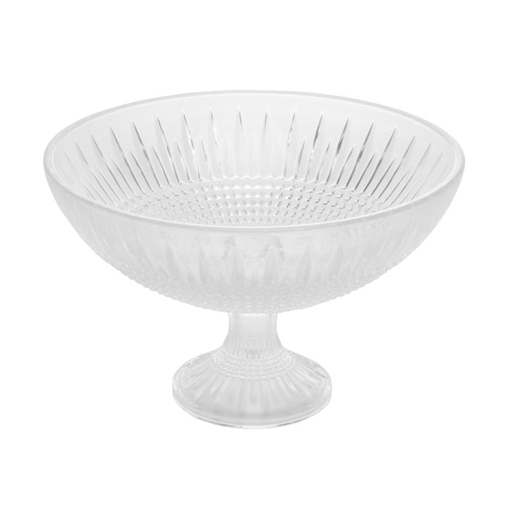 Centro de Mesa Fruteira de Cristal C/Pé Queen Transparente 30x19cm Wolff