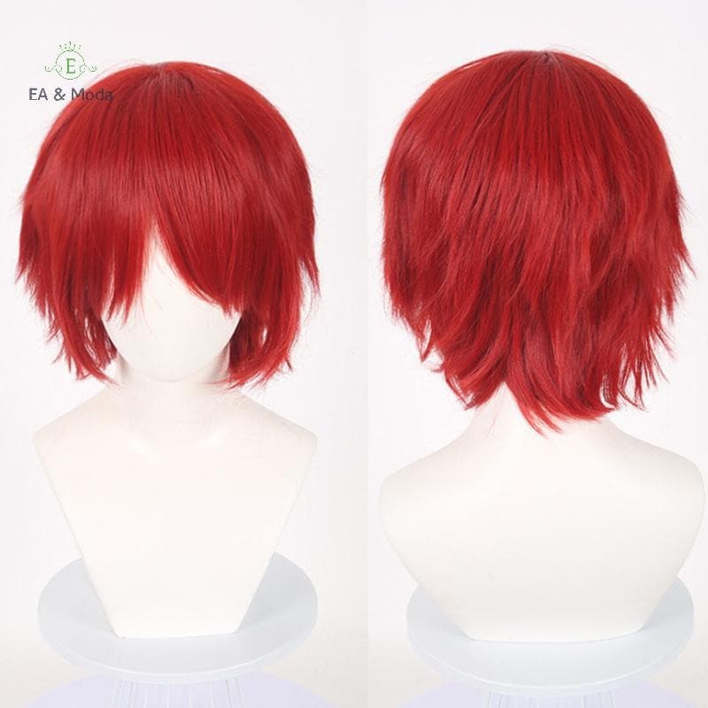 Peruca de Cosplay Curta Natural Colorida Sintética Universal para Homens, Extensão de Penteado de Festa Uzi 31.