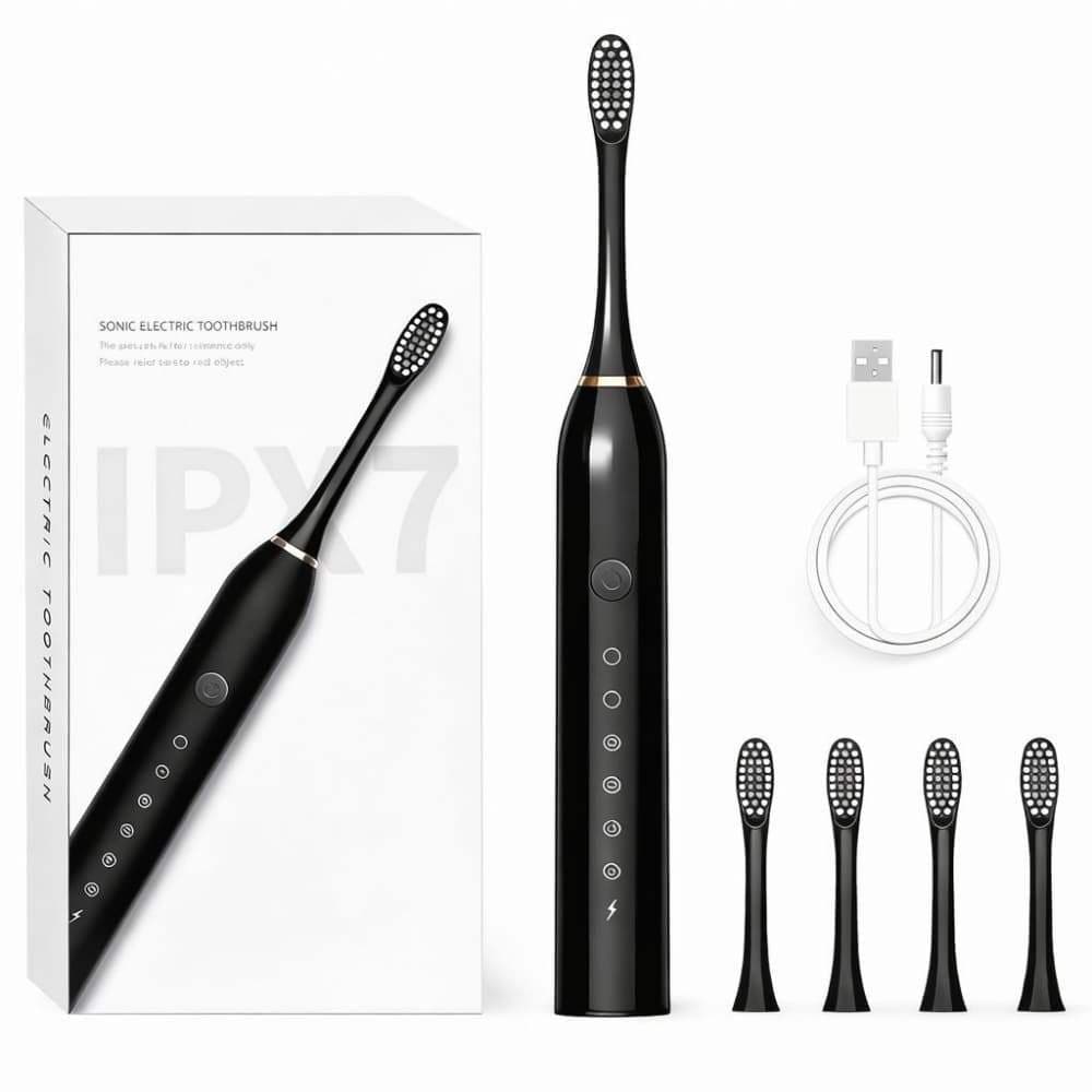 Escova de Dentes Elétrica Sônica Recarregável USB, Classificação Impermeável IPX7 com Refis Substituíveis
