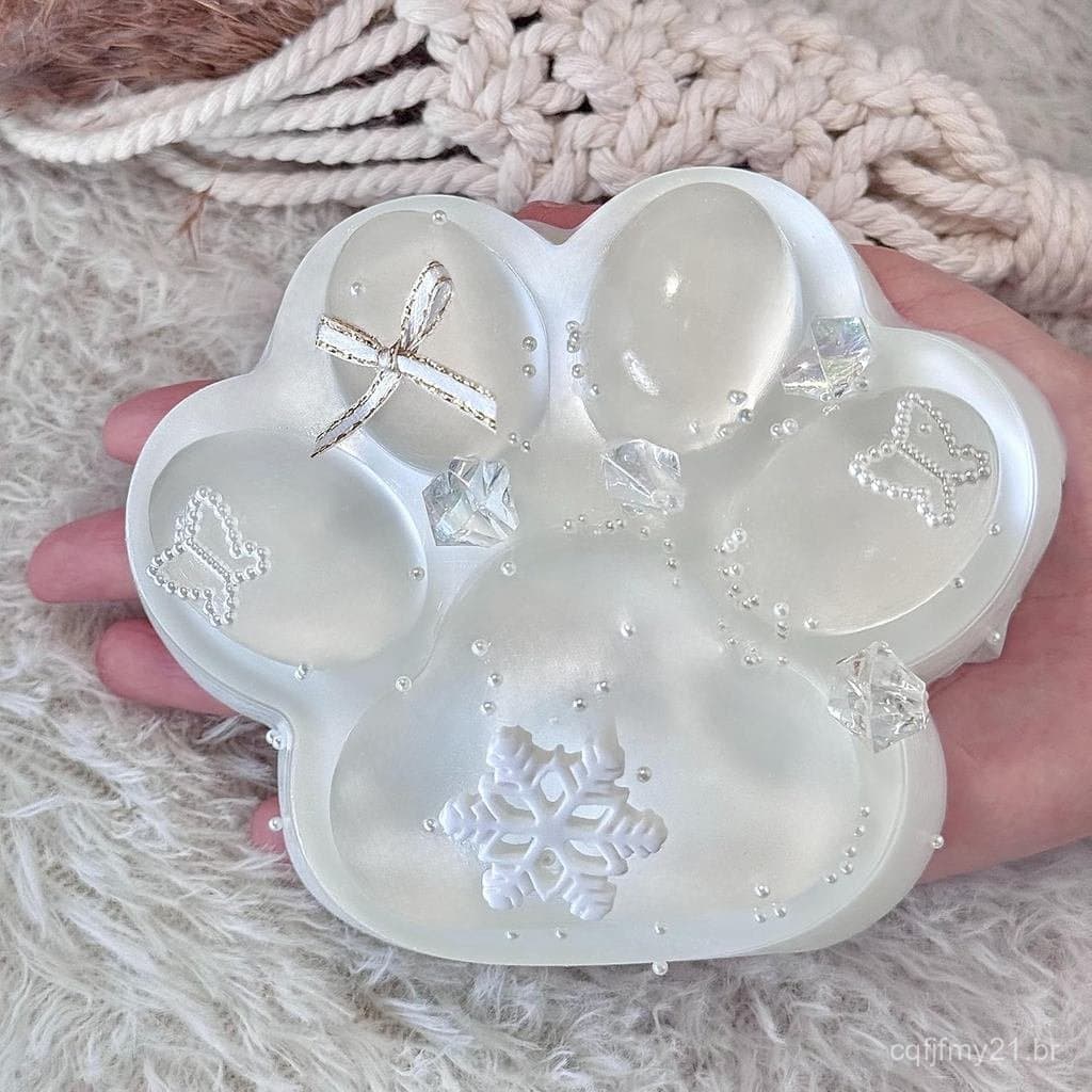 Pata de Gato Squishy Grande Taba, Brinquedo de Apertar em Forma de Pata Grande de 5 Polegadas, Transparente e Branco Lei