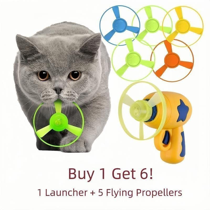 Conjunto de 6 Peças de Brinquedos para Gatos: Lançador, Disco Voador, Brinquedo de Pista para Treinamento, Caça e Perseg