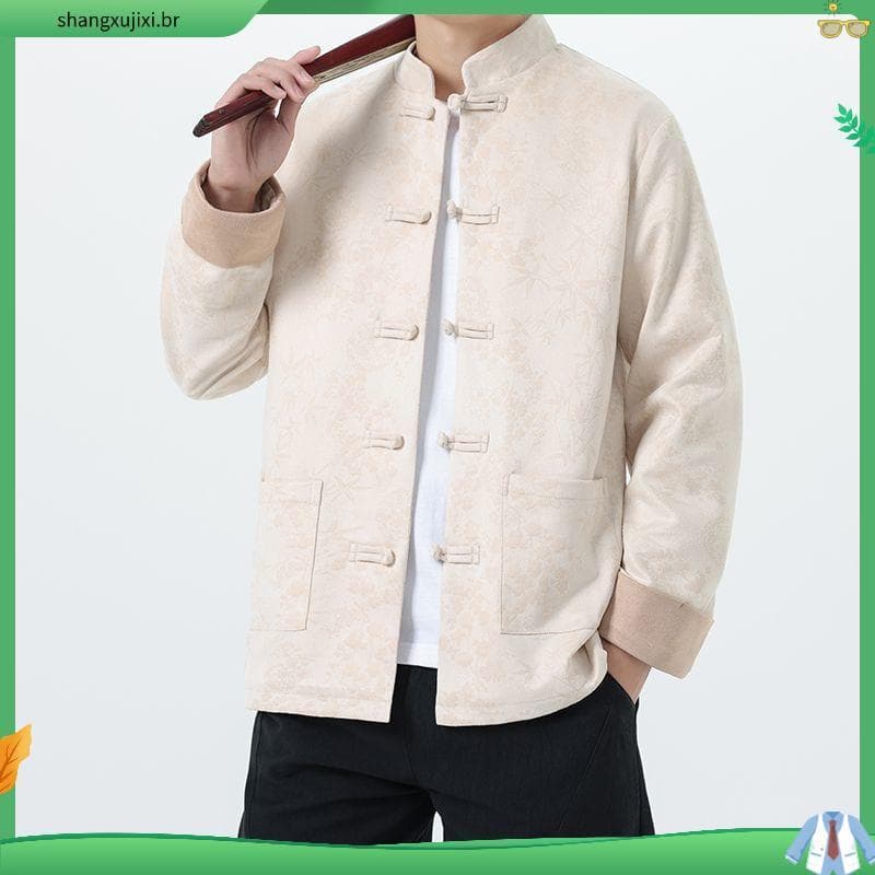 Primavera outono novo estilo estilo chinês Tang terno novo estilo chinês fivela estilo chinês terno de montanha flor esc