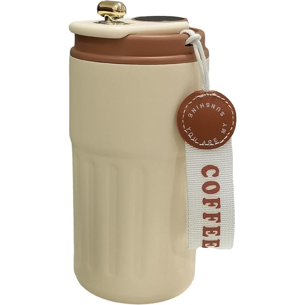 Caneca de Café de Aço Inoxidável de 15 oz, Copo Térmico Isolado a Vácuo com Display de Temperatura, Termo para Café ao A