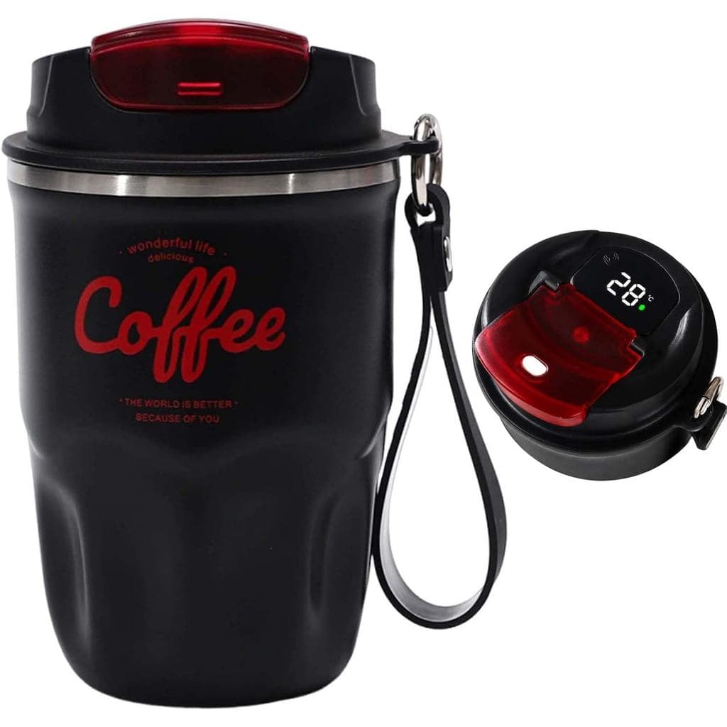 Garrafa Térmica para Café, Copo de Café Portátil com Tampa e Alça, Garrafa de Água Isolada em Aço Inoxidável, Caneca de