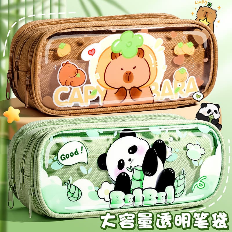 | 【pencil case】 | ♦Estojo transparente de grande capacidade para meninas de alto valor Novo estilo Influenciador Popular