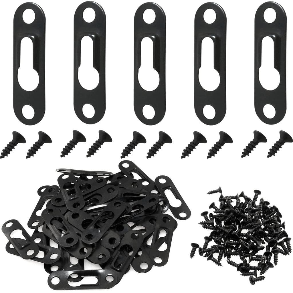 Suporte de Metal para Quadros com Furo Único, 50 Peças, Resistente, com 80 Parafusos para Molduras, Espelhos e Armários,