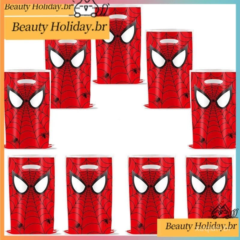10/20/30 Pçs/Lote Novos Sacos de Presente para Festa de Aniversário Tema Homem-Aranha Sacos de Doces de Plástico XETM XY