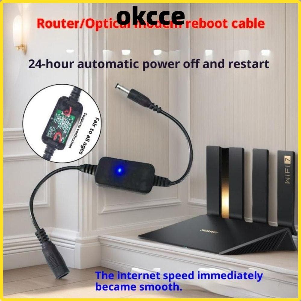Módulo De Reinicialização Do Roteador OKCCE , WiFi Plug and Play De Temporização 24H , Interface 5.5x2.1mm