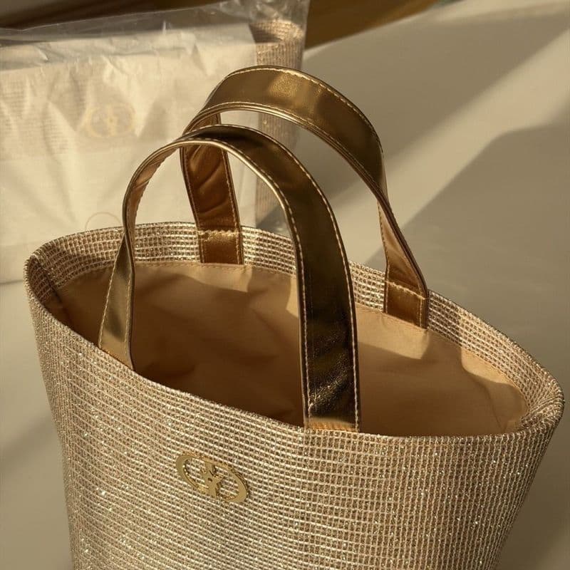 Série de natal tecido dourado leve portátil grande capacidade bolsa para mamãe estilo viagem de alto valor