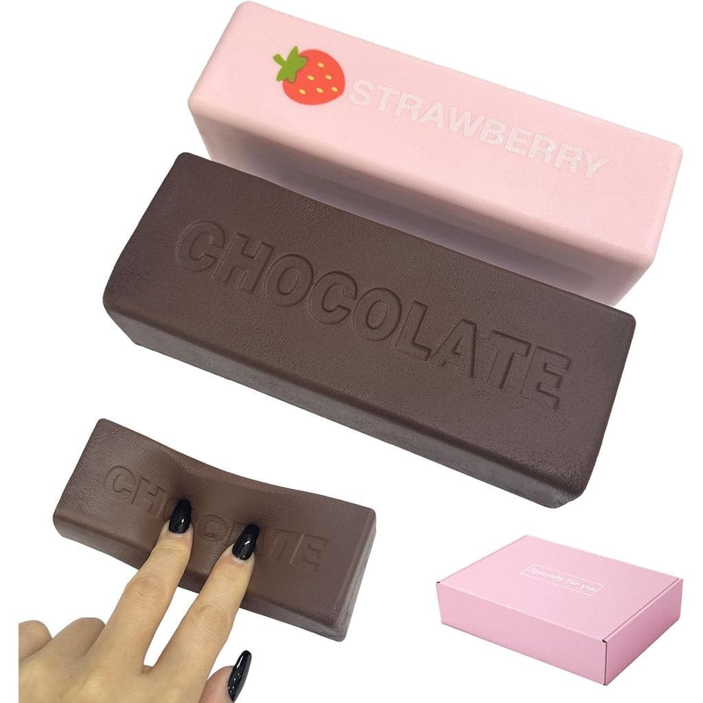 2 Blocos Antiestresse Macios - Morango e Chocolate, Espuma de Retorno Lento para Alívio do Estresse - Acessório Calmante