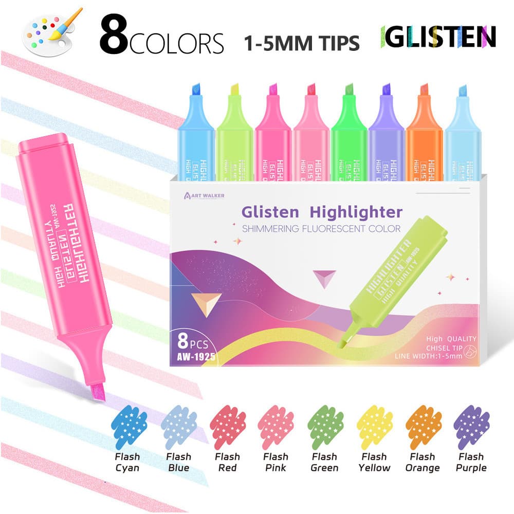 Novo Flash iluminador 8 cores conjunto estudante dedicado chave marcador DIY pintura caneta aquarela