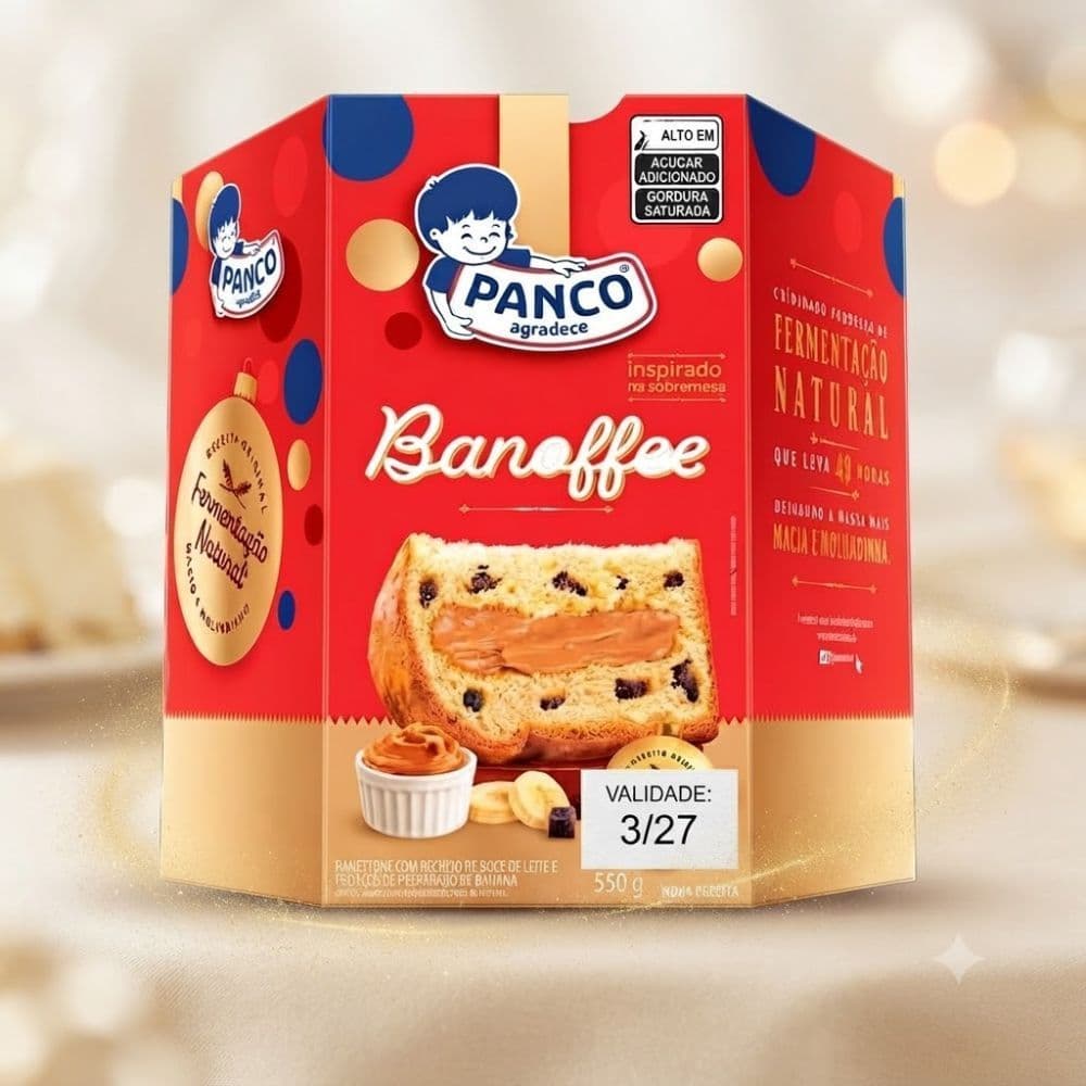 Panettone Recheado Banoffee Panco 550g Panetone com Recheio Sabor Banoffee