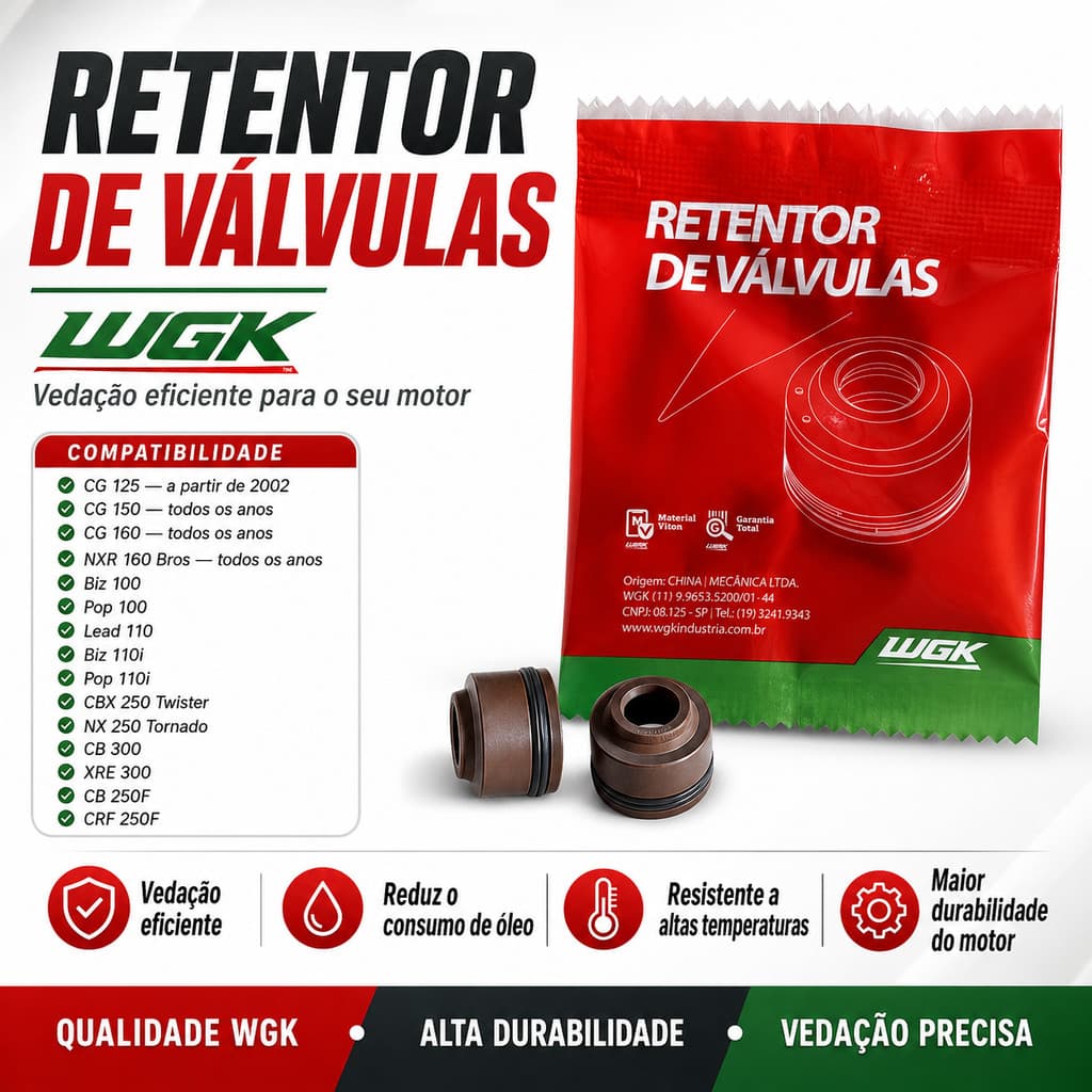 Par Retentor de Válvulas Honda WGK Moto CG 125 150 160 Bros Biz Pop Twister Tornado CB 300 XRE 300 Alta Qualidade