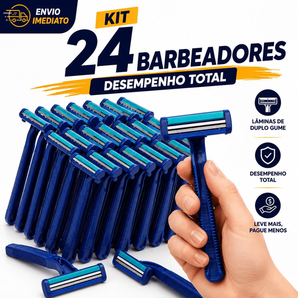 Kit 24 Barbeadores Descartáveis Masculino e Feminino com Fita Lubrificante Barbear Suave e Preciso Uso Diário e Íntimo