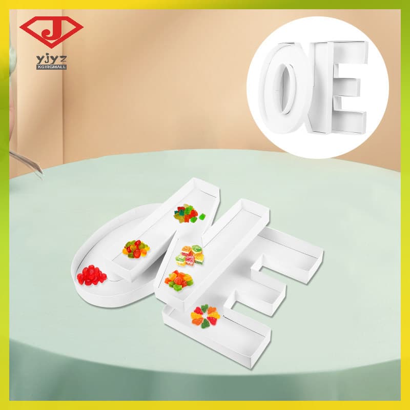 1 Conjunto De Caixa De Doces Do Alfabeto De Papel Branco Preenchível Suporte De Lanche Para Decoração De Festa De Aniver