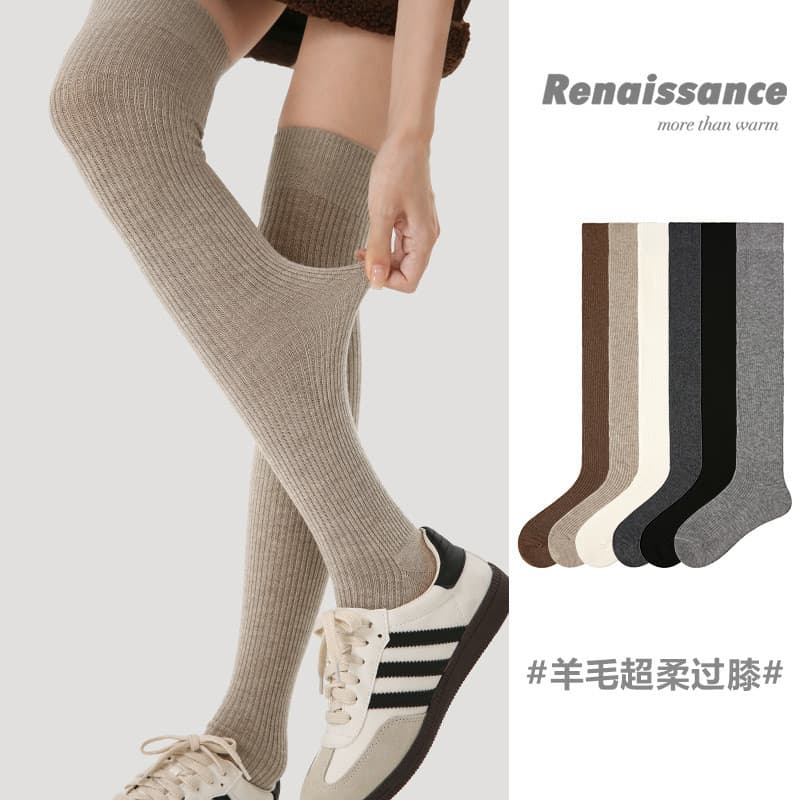 Renaissance inverno lã sobre o joelho meias femininas tubo longo outono inverno quente grosso japonês tubo alto meias lo