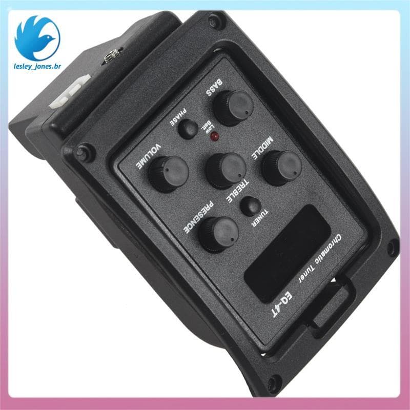 [lesley_jones.br] EQ-4T Pré-Amplificador De Captador De 4 Bandas Com Afinador Para Guitarra Acústica LCD E De Elétrica C