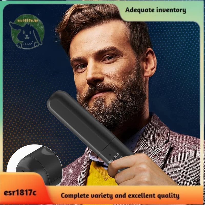 Mini Escova De Alisamento Para Homens , Barba Aquecida Sem Fio , Pente Quente Elétrico , Alisador Anti-Queimadura