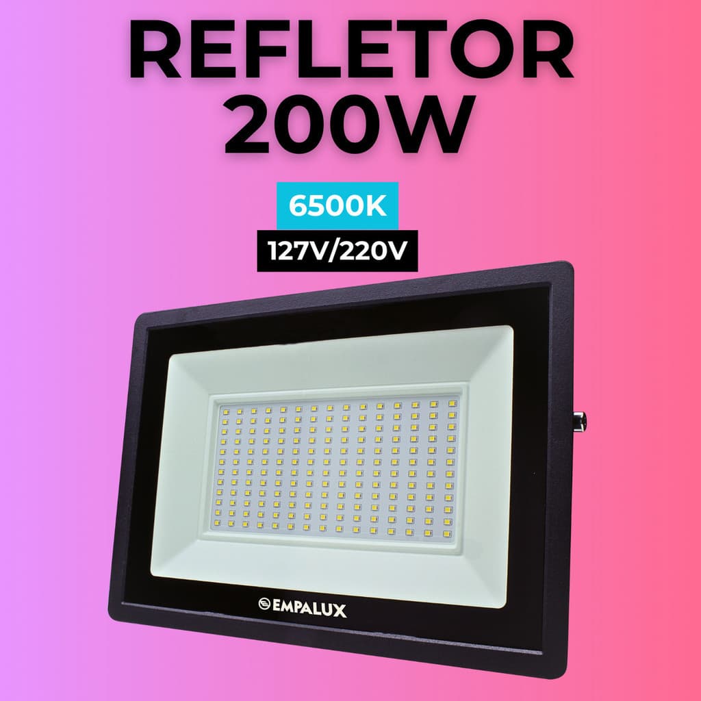 Refletor Led 200w 6.500k Empalux Ip66 Preto Luz Branco-frio