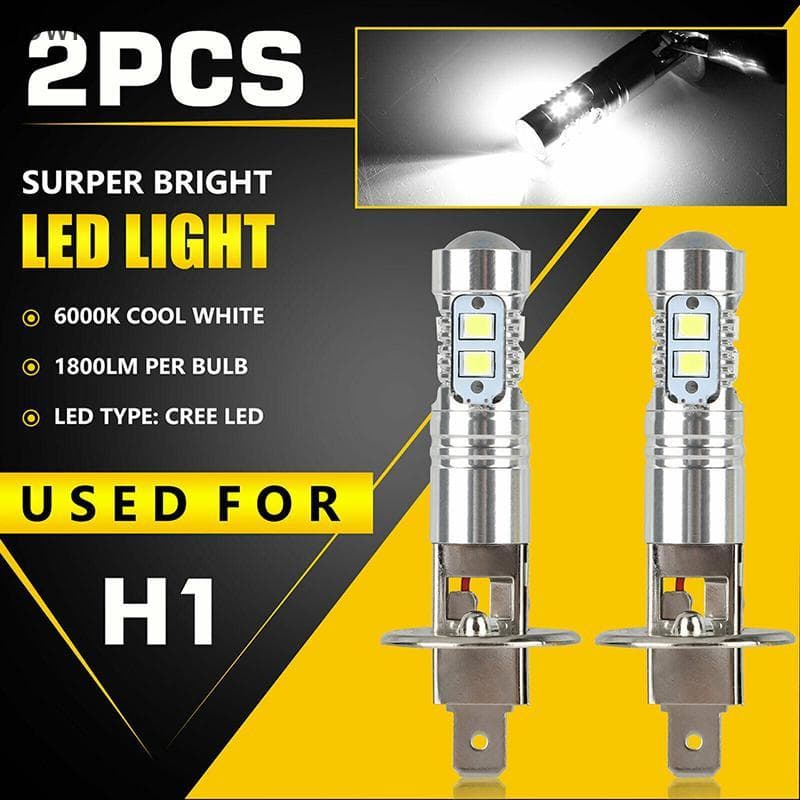 qo 1 Par H1 LED Lâmpadas De Farol Super Brilhantes Faróis De Carro Luz br