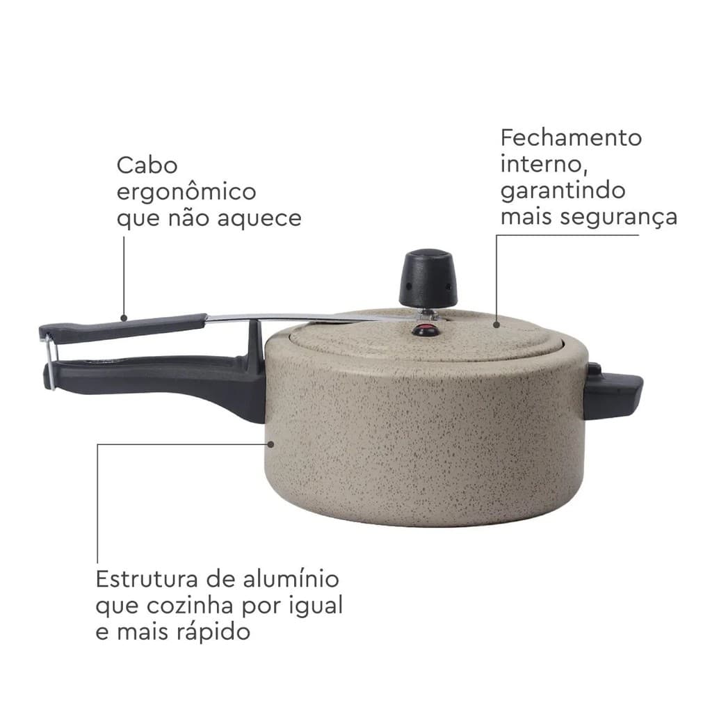 Panela de Pressão Brinox Vapt Antiaderente Ceramic Life 3 Litros Ø20cm Vanilla