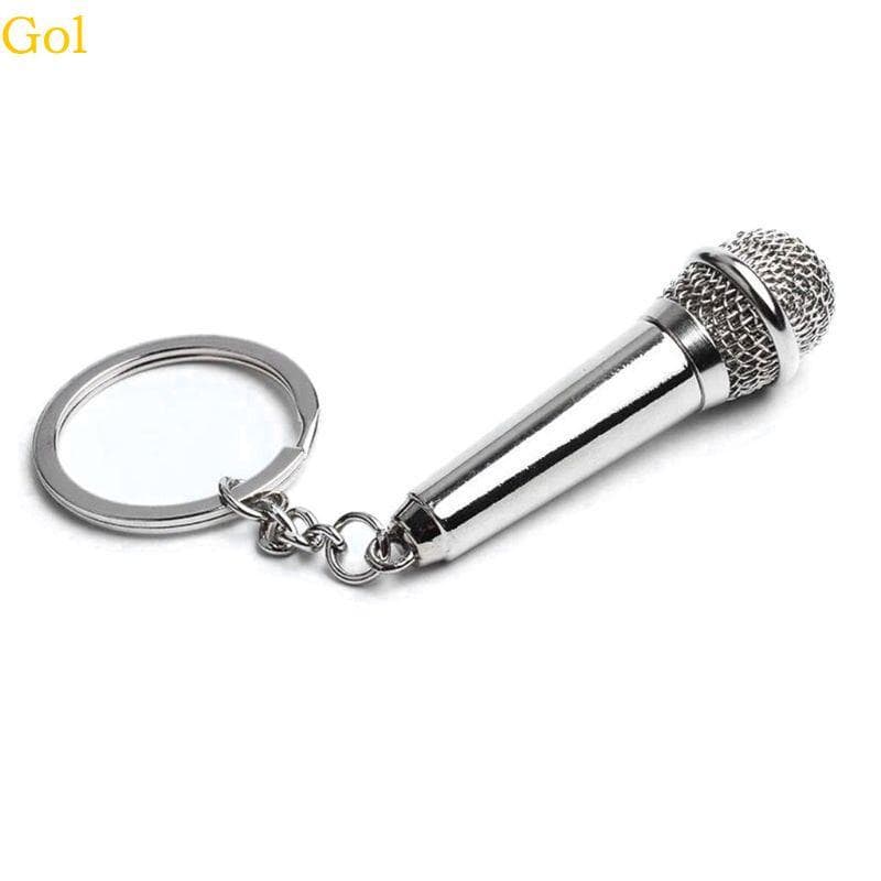 Prata Microfone Chaveiro Saco Charme Pingente Para