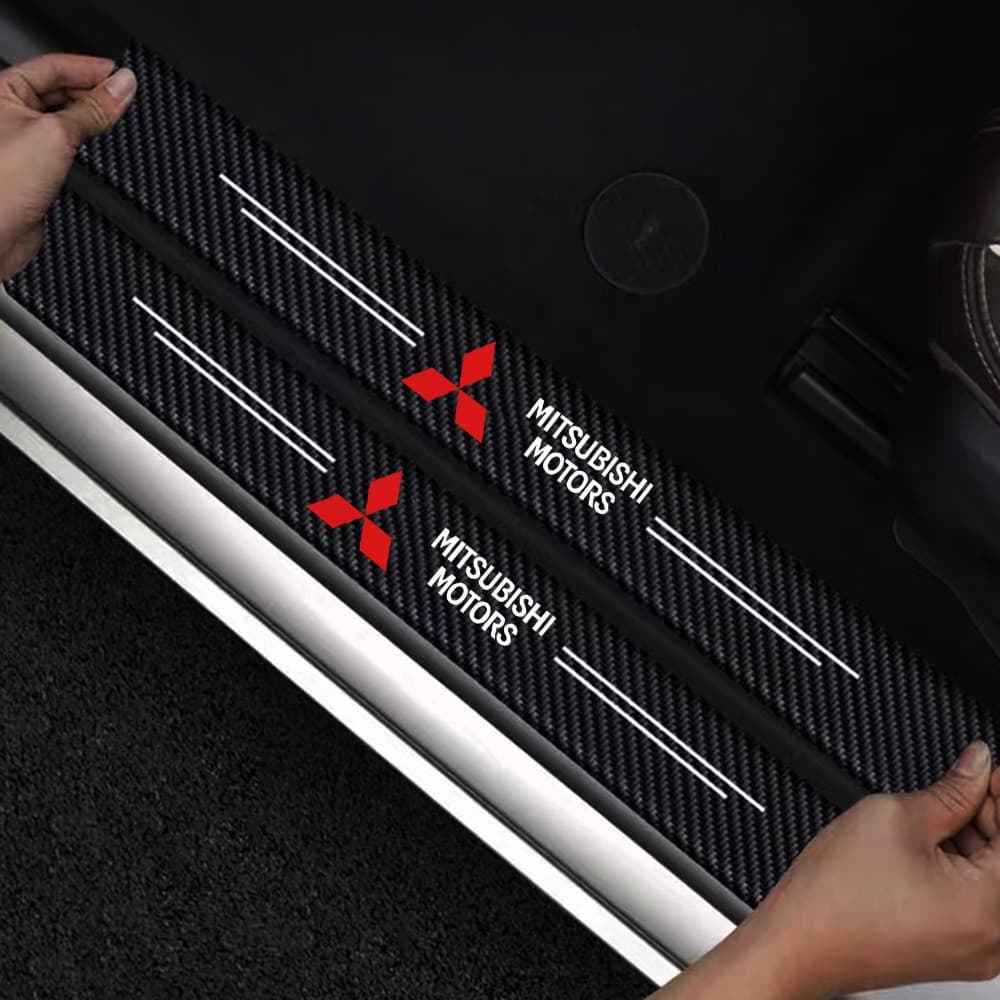 Protetor de Soleira de Porta de Carro em Fibra de Carbono, Adesivo Impermeável para Mitsubishi Mirage Lancer Ex Evo ASX
