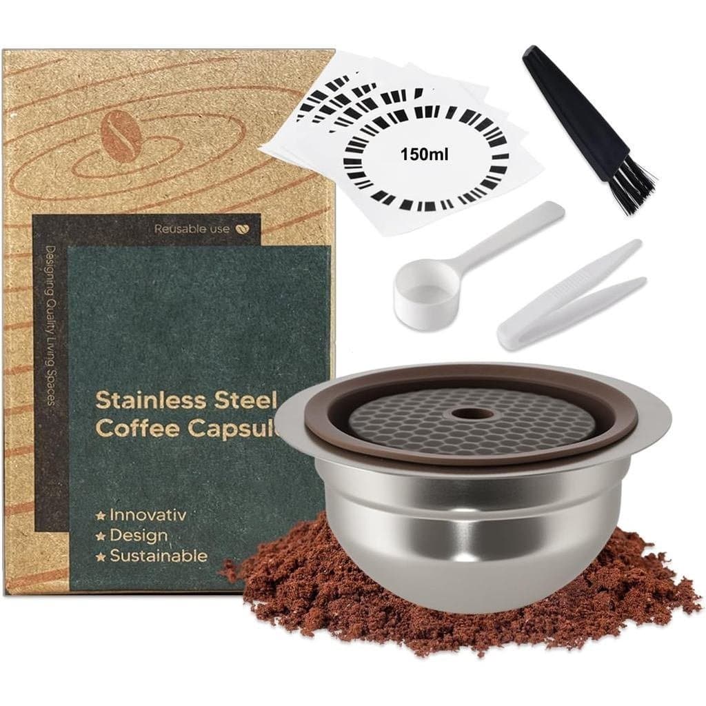 Cápsula de café reutilizável em aço inoxidável, compatível com Nespresso Ve-tuo, cápsula recarregável de 150ml, equipada