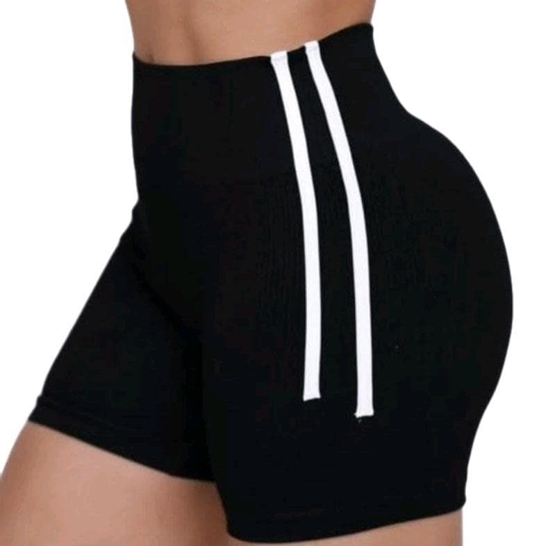 Shorts feminino com Listras Brancas Laterais para Treino e Fitness