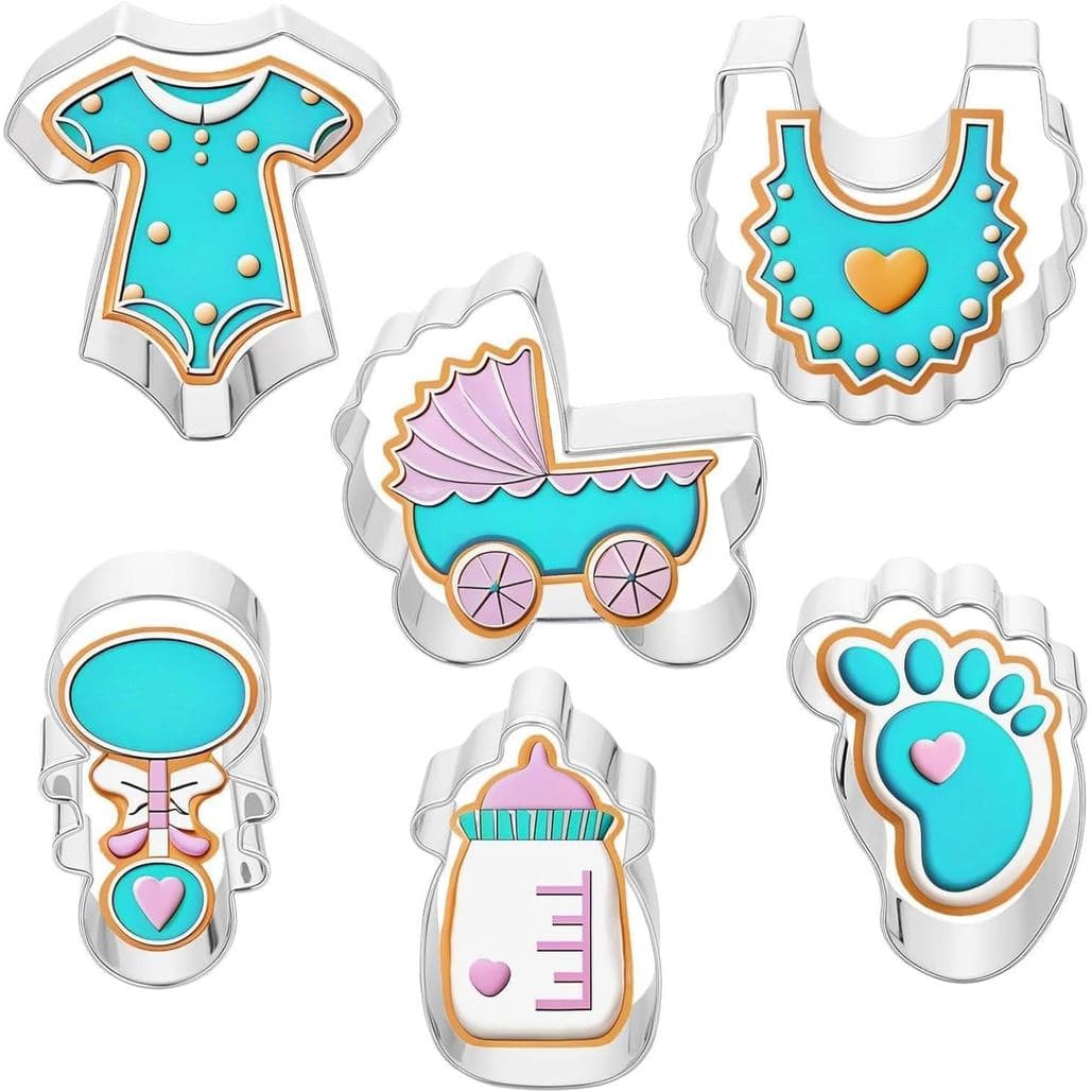 1 conjunto/6 peças de cortadores de biscoitos em acrílico com desenhos animados para festas de chá de bebê, para meninas