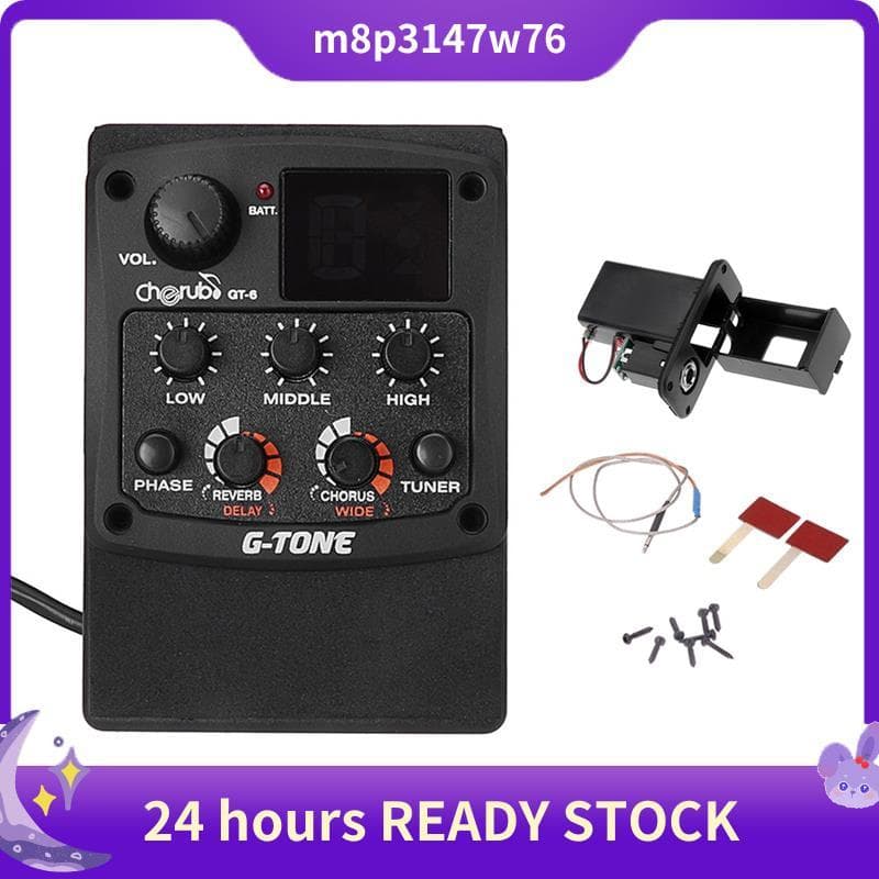 G-Tom GT-6 Guitarra Acústica Pré-Amplificador Piezo Captador 3 Bandas EQ Equalizador LCD Sintonizador Reverb Atraso Coro