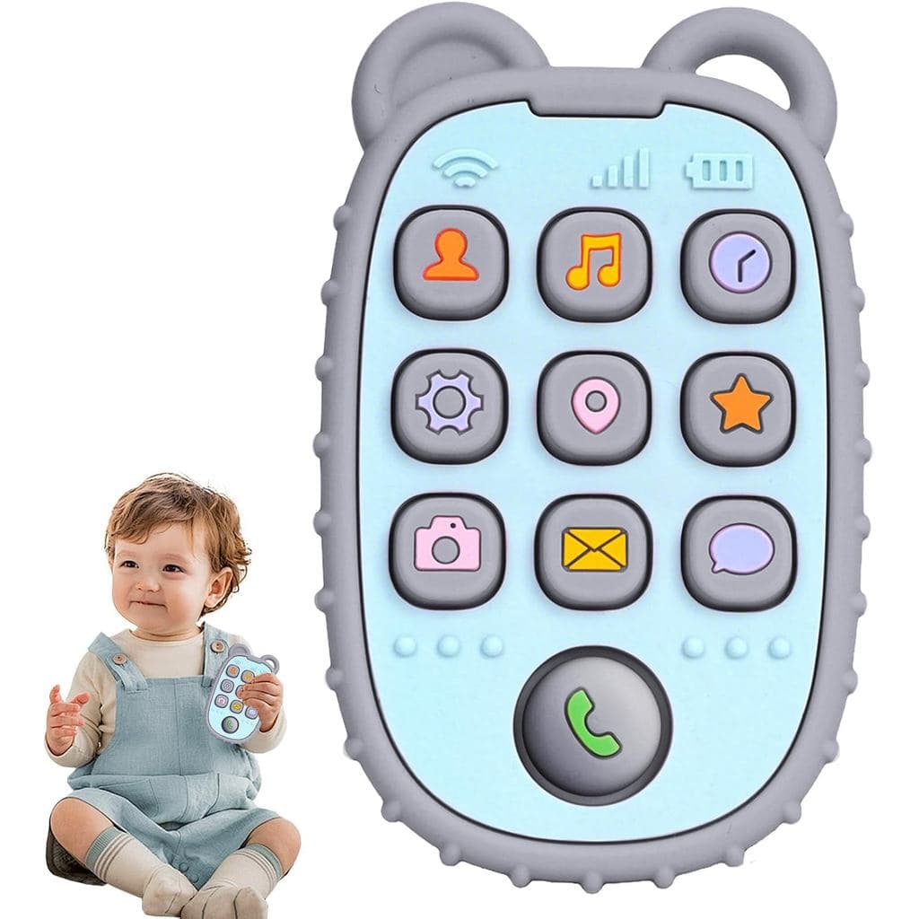 Brinquedos de dentição Aolso para bebês, mordedor de silicone em formato de telefone para bebês a partir de 18 meses, se