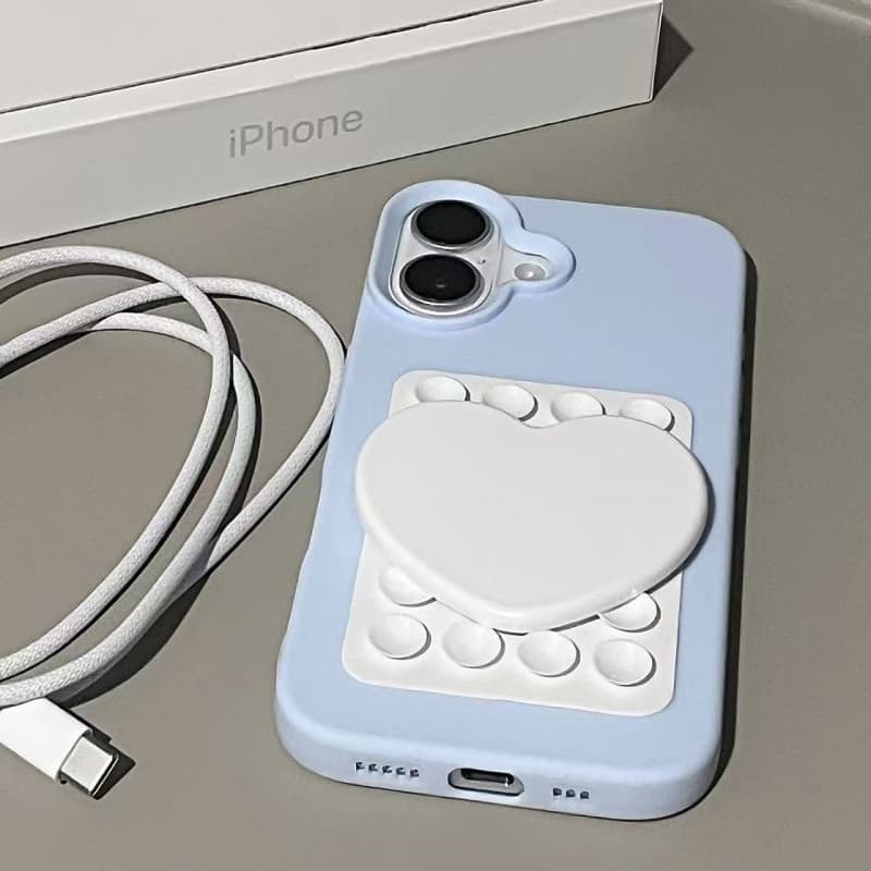 Capa Protetora para Telefone com Espelho de Maquiagem e Ventosa Estilo Coreano - Design Simples