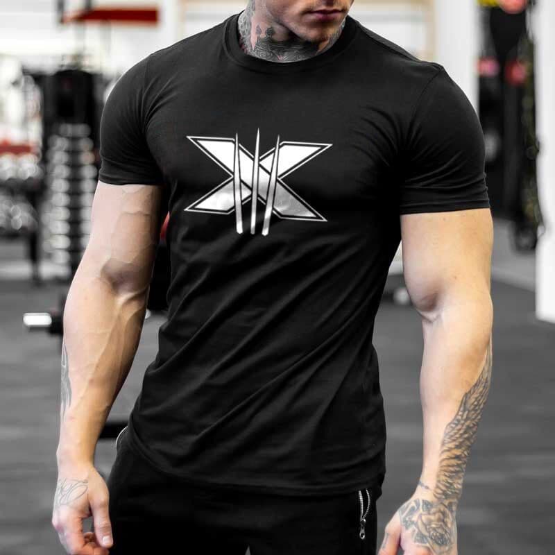 Verão novo estilo esportes de manga curta ferro roupas de Fitness algodão respirável collants correndo roupas de treinam
