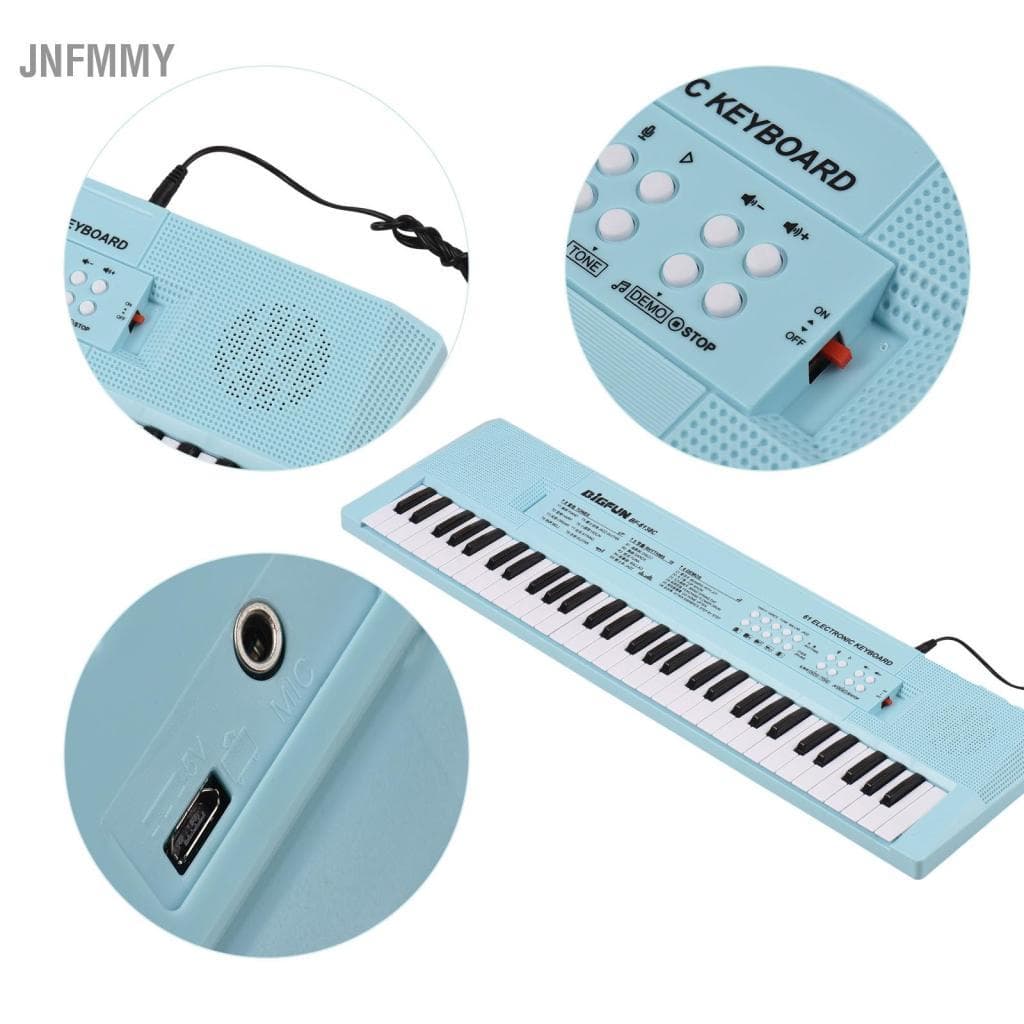 Jnfmmy WOTAO Teclado eletrônico de 61 teclas Piano Instrumento musical com microfone Dual Power Mode Música portátil 6