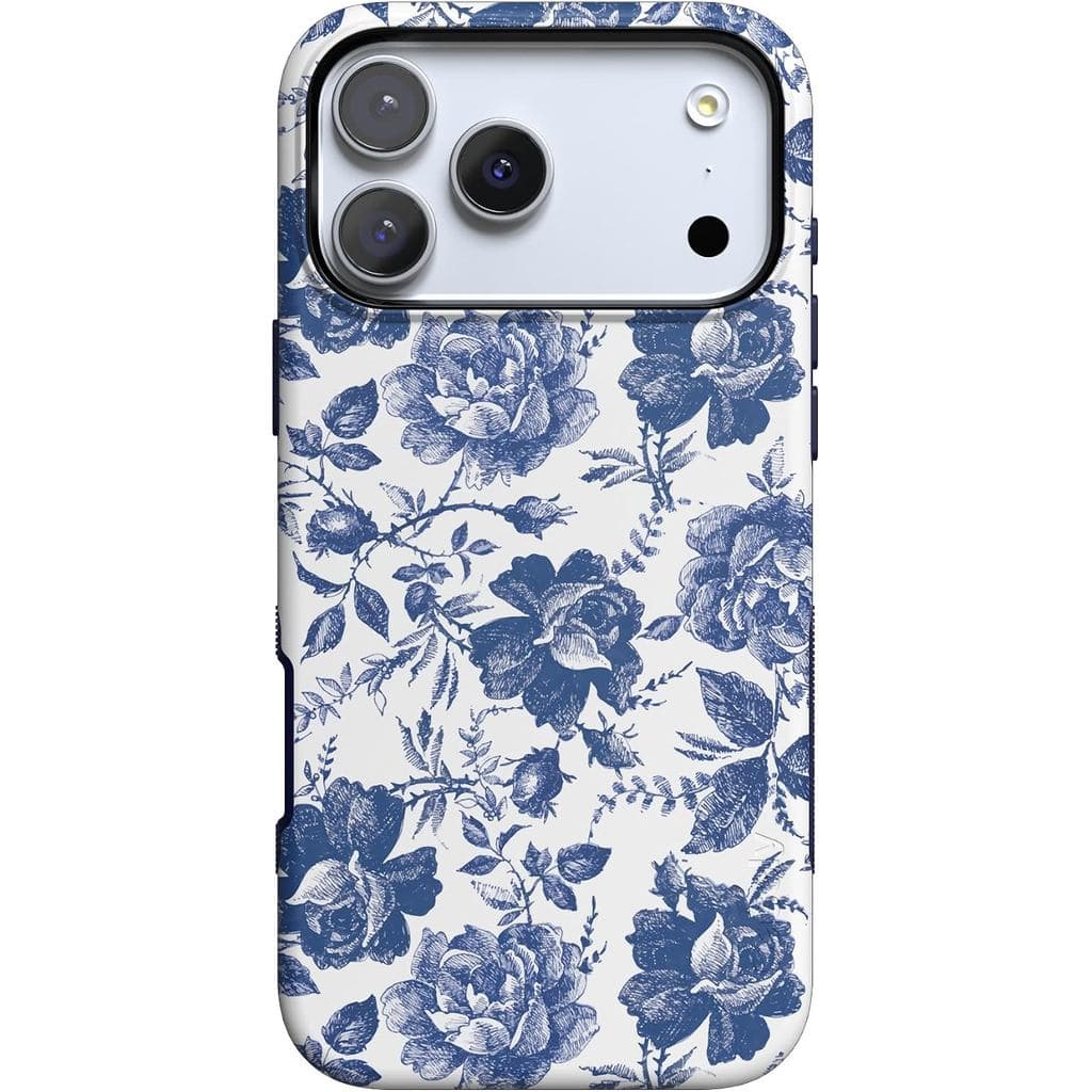 Capa Casely para iPhone 17 Pro Max |   Rosa à Fama |   Rosa Azul e Branca Floral |   Compatível com MagSafe |   Design d