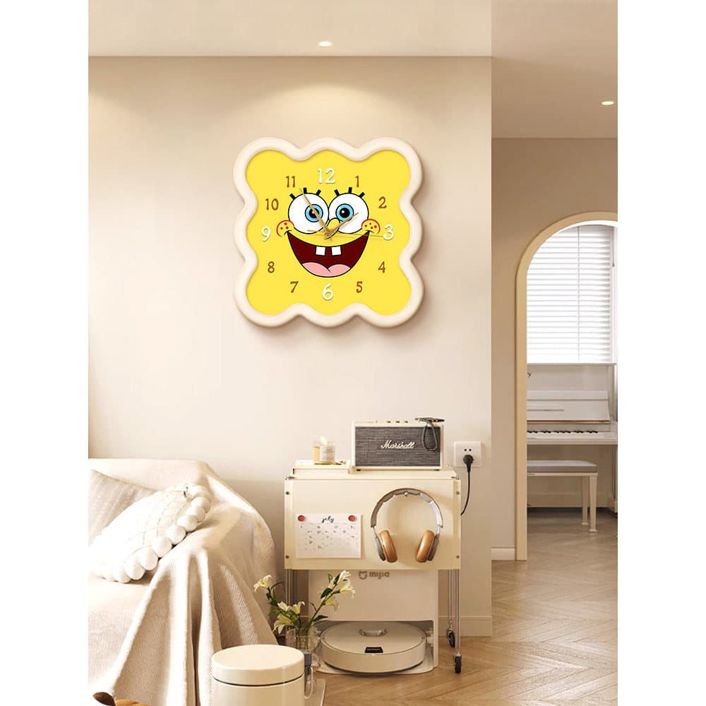 Bob Esponja Calça Quadrada Relógio Criativo Relógio de Parede Sala de estar 2026 Novo Relógio Silencioso de Desenho Anim