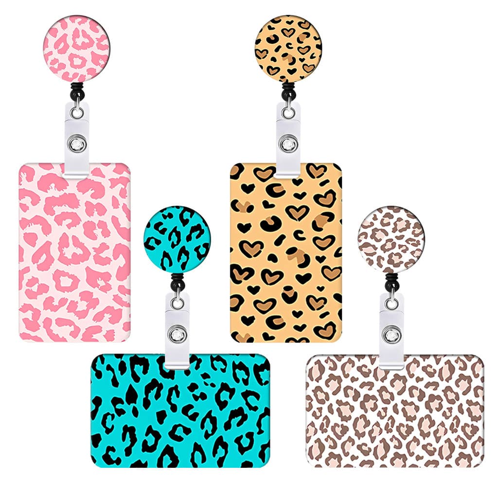 [Estoque pronto] Impressão de leopardo estilo INS impressão colorida retrátil fácil puxar fivela fivela de documento cui