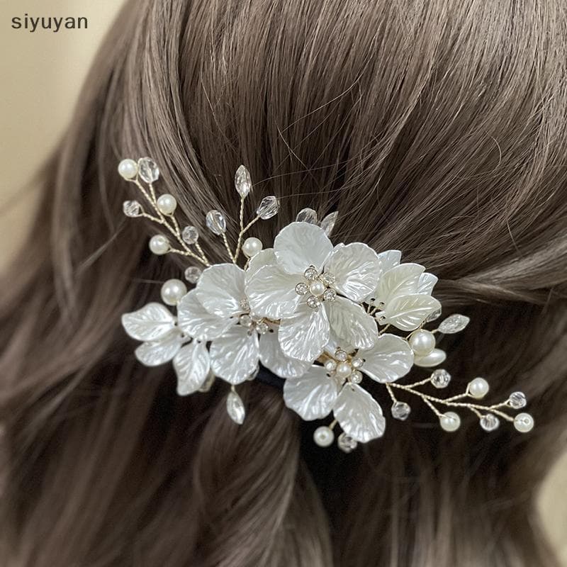 Grampos De Cabelo Elegantes Com Flor De Pérola De Cristal Para Mulheres , Acessórios Casamento Nupcial