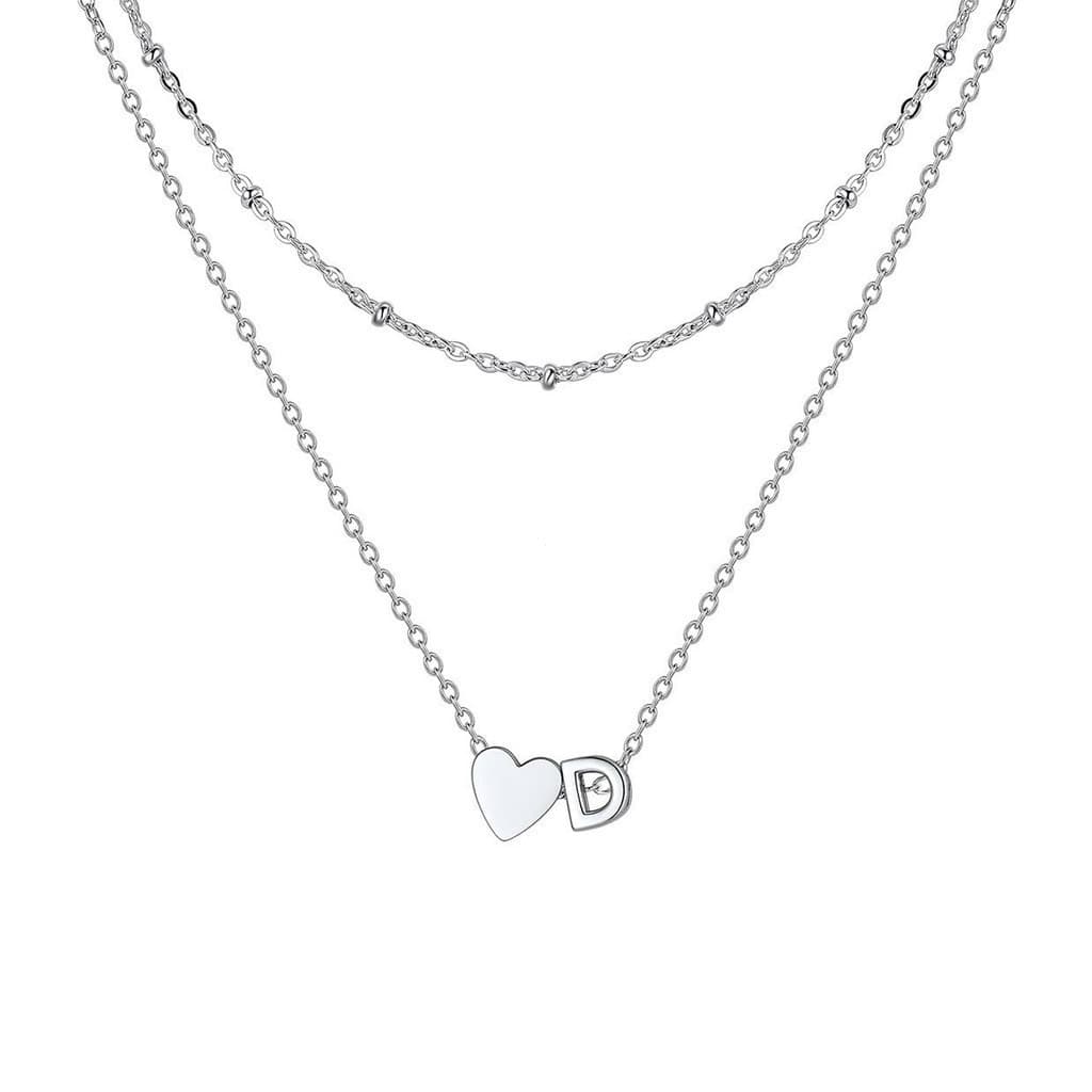 Colar Feminino com Letra Inicial A-Z, Pingente de Coração em Prata/Dourado, Joia Moderna em Aço Inoxidável, Presente de