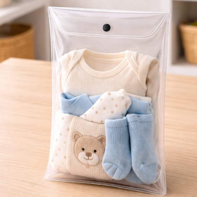 Kit 10 Sacos Transparentes PVC Organizador com Botão de Pressão Resistente 25x30+05