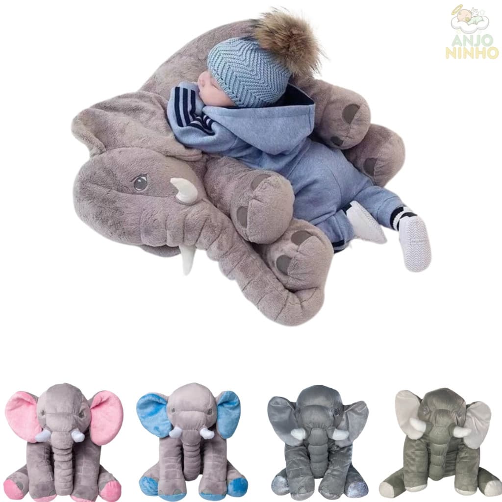 Elefante Gigante Antialérgico Almofada de Pelúcia Infantil Confortável Várias Cores