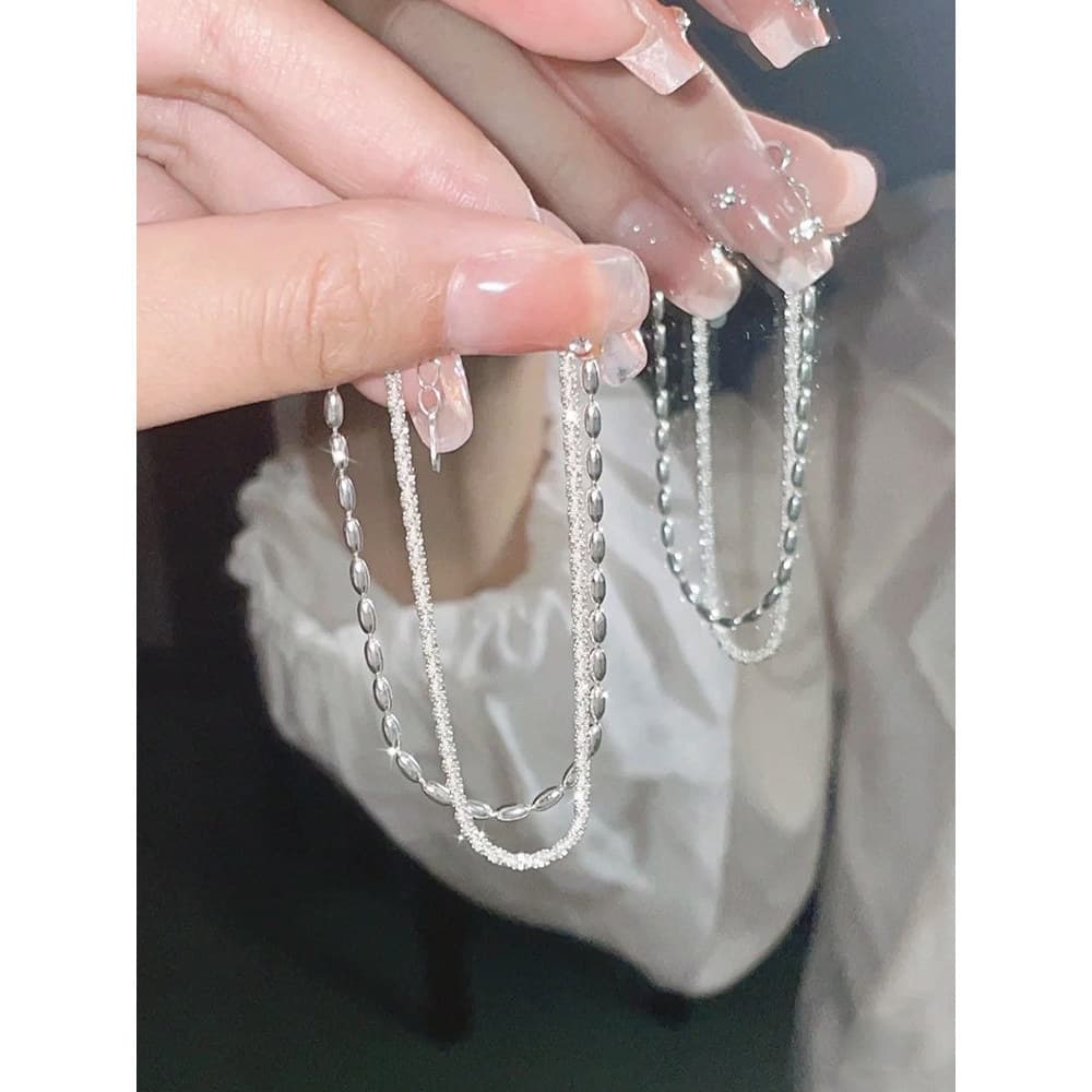 Pulseira banhada a prata de cobre para meninas novo estilo Gypsophila pulseira de camada dupla luz luxo nicho pulseira r