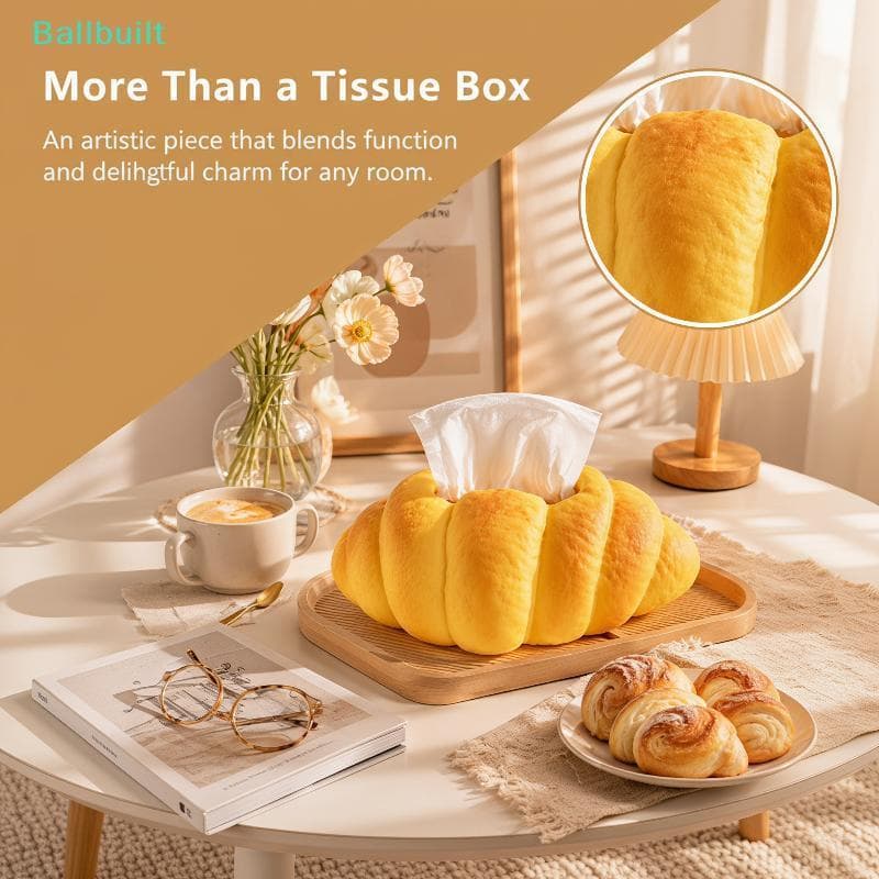 [BLU] Porta-Guardanapos Em Formato De Pão De Croissant , Caixa De Tecido Decorativa Fofa , Recipiente De Armazenamento P