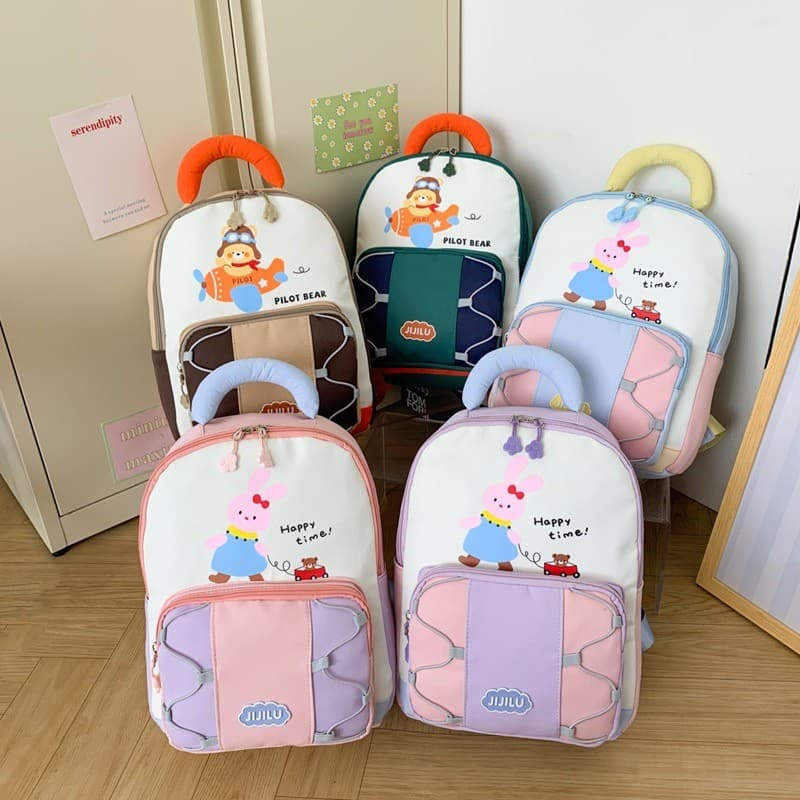 Novas mochilas fofas para meninos e meninas do jardim de infância, com design em blocos de cor, adequadas para as classe