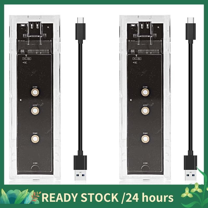 2X M . 2 NGFF SATA Protocolo Duplo SSD Caso Claro USB Tipo C 10Gbps PCI-E M2 Gabinete Externo Caixa De Disco Rígido