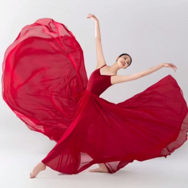 Traje de dança clássica de camada única feminino elegante traje de dança Xinjiang saia de meio comprimento 720 graus gra